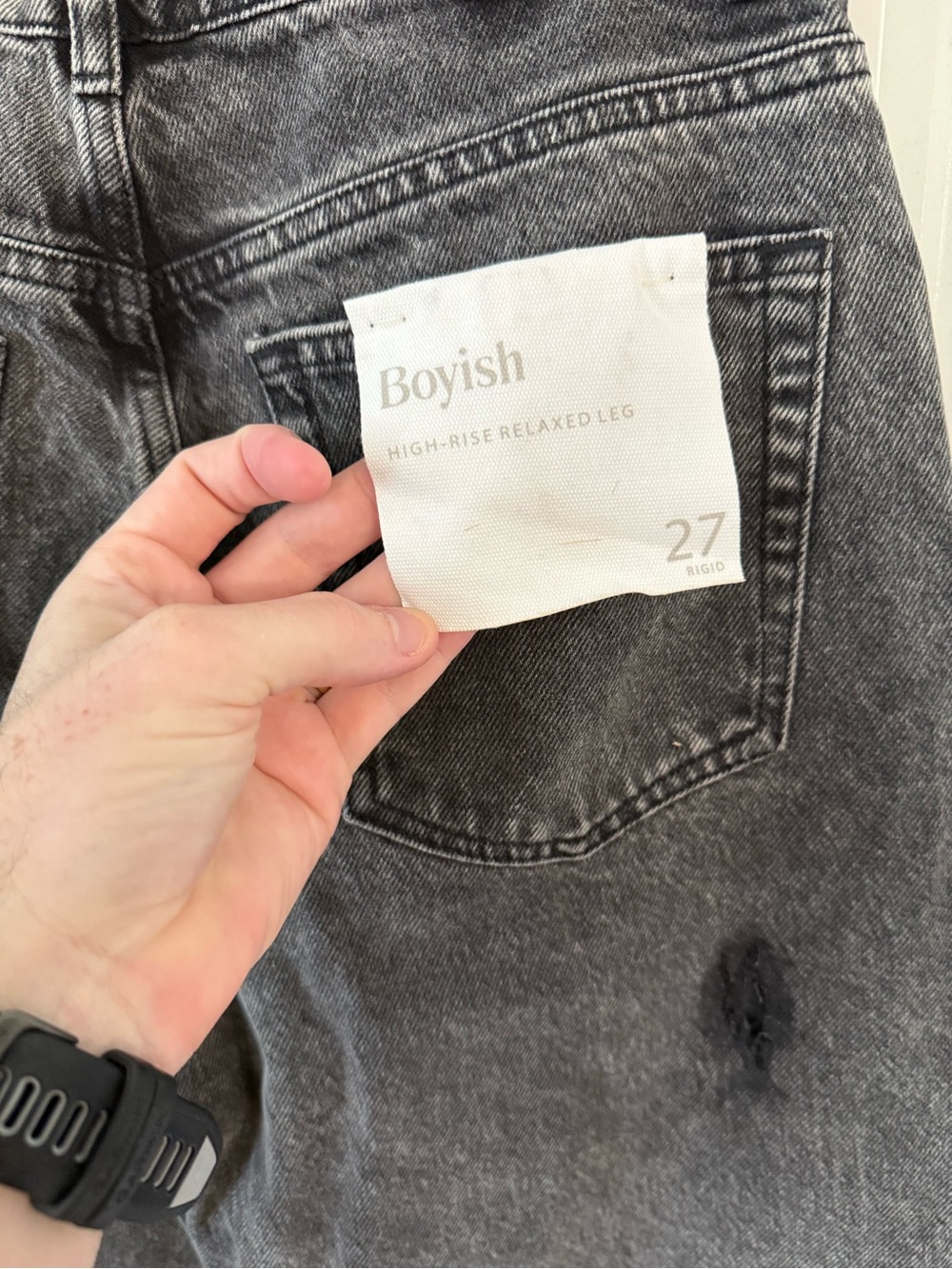 Boyish Ziggy High Rise Relaxed Jeans Toxic Avenger Gray Black Size 27 - Picture 6 of 8